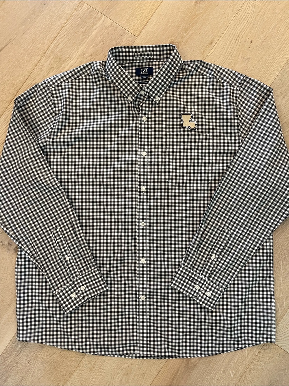 Cutter & Buck Black and White Gingham Button-Down Shirt